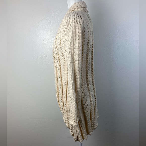PURE Handknit Cream Open Front Crochet Sweater Cardigan Women’s Small/Medium - Picture 14 of 15